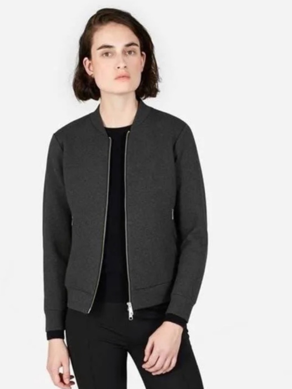 Everlane Street Fleece Charcoal Gray Women's Bomber Jacket